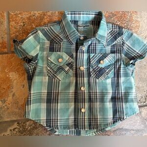 Infant Wrangler Western Cowboy Short Sleeve Pearl Snap Shirt! 0-3 months NWOT